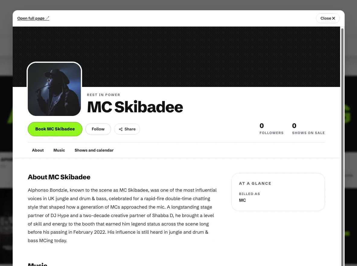An artist profile on On The Door